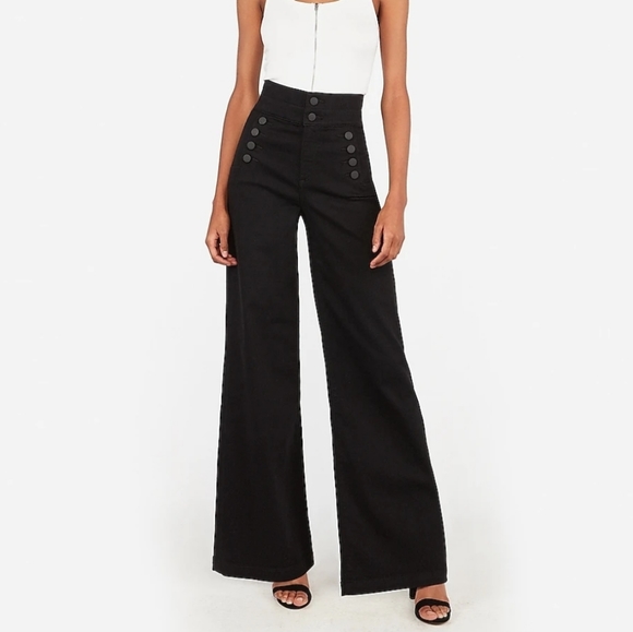 Express Denim - Express Super High Waisted Wide Leg Jeans Hi Rise